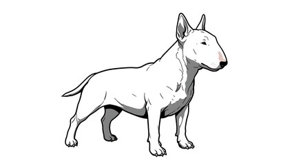 Standing White Dog Illustration on Plain Background
