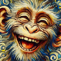 Fototapeta premium alternative digital art of a smiling monkey 66
