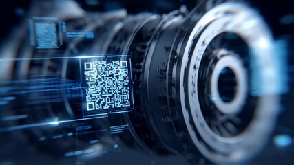 Futuristic machinery integrating advanced qr code technology enhances automation and data management in industrial processes, symbolizing the blend of physical and digital realms - Powered by Adobe