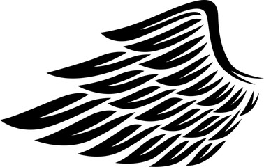 vintage black wing engraved illustration	
