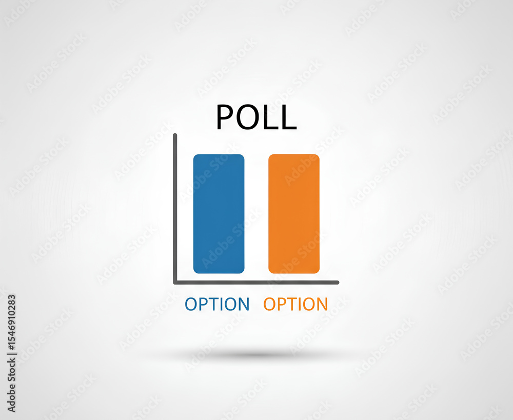 Aufkleber simple bar graph showing poll results with two options blue and orange for website or presentation d