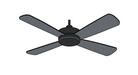 Ceiling Fan with Four Blades Illustration on White Background