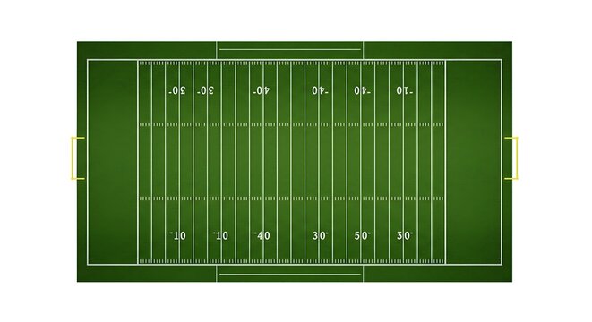 Overhead View of a Green American Football Field with Markings