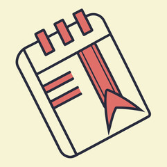 notebook icon, planner icon, journal icon, calendar icon, flat vector