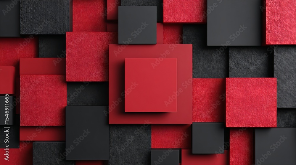 Poster abstract red black square geometric pattern background design modern texture digital art illustratio