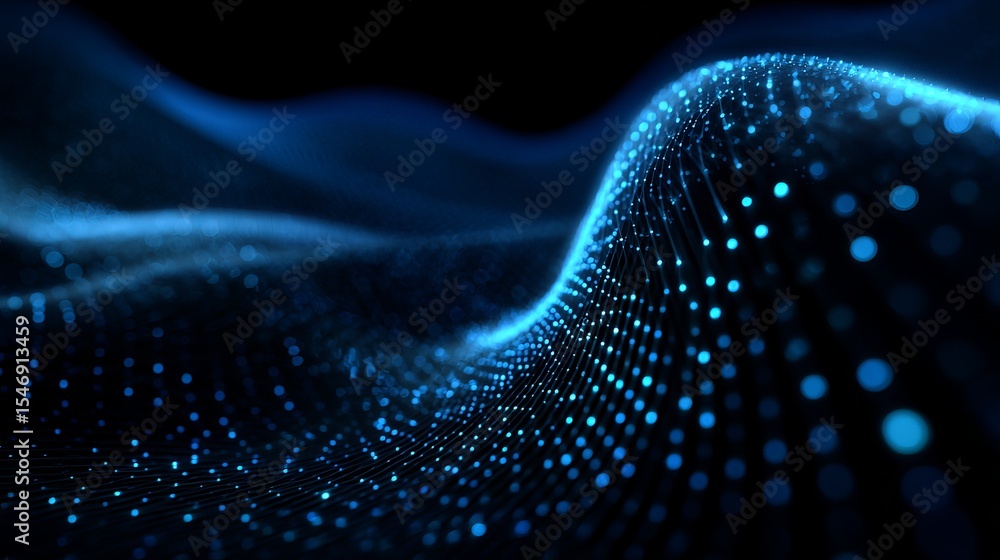 Poster abstract blue digital wave background modern futuristic technology design elegant particle network g