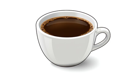 Obraz premium Hot Drink in a White Cup Illustration Style on White