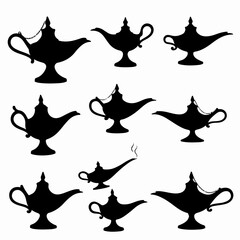 Magic lamp silhouette collection of genie lamp
