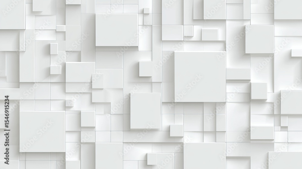 Poster abstract white geometric shapes modern cube background digital art design texture wall pattern minim