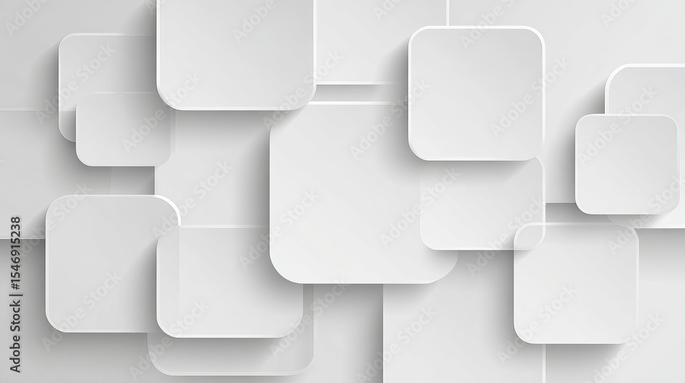Poster Abstract White Square Background Modern Geometric Design Overlapping Shapes Minimalist Style Clean Texture Simple Elegant Pattern Digital Art Graphic Resource Website Template     