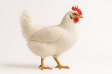 Farm-fresh white chicken photographed in studio setting for agricultural and food industry applications