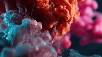 Obraz premium Mesmerizing Swirling Smoke Shapes in Vibrant Colors Against a Dark Background - Captivating Abstract Art Photography