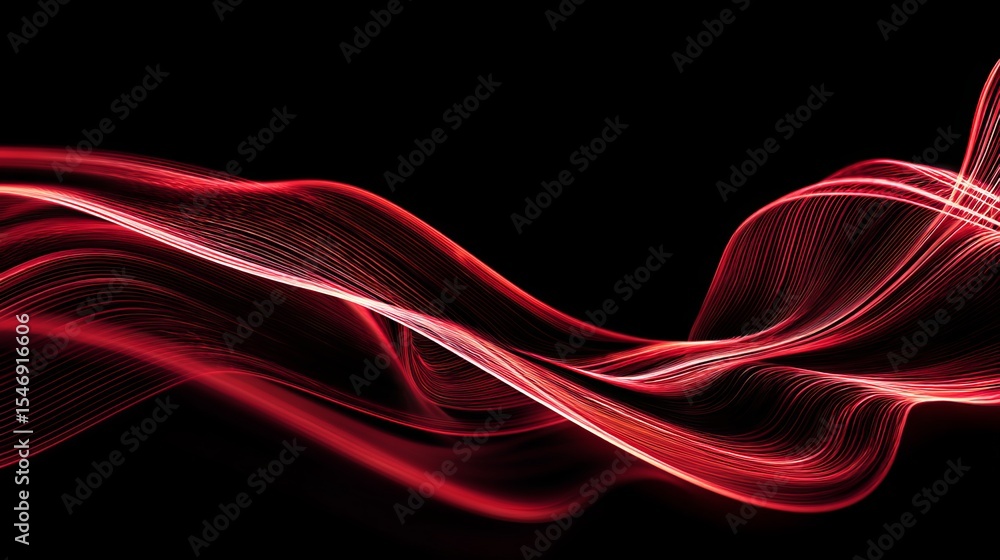 Poster abstract red dynamic wave lines elegant swirling flowing design background digital art graphic moder
