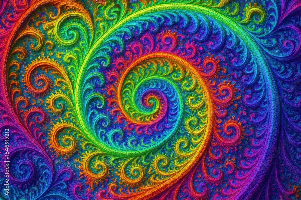 Poster mesmerizing fractal mandala pattern with kaleidoscopic colors and mathematical geometric precision