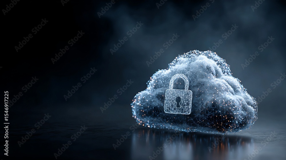 Poster secure cloud computing network digital data protection safety privacy technology abstract futuristic
