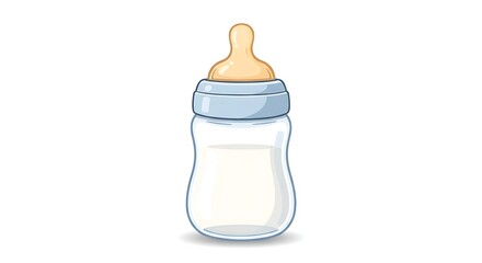 Baby Bottle with Milk Illustration for Infant Care