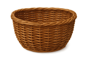 Woven wicker basket isolated on transparent background, perfect for picnic scenes or product displays