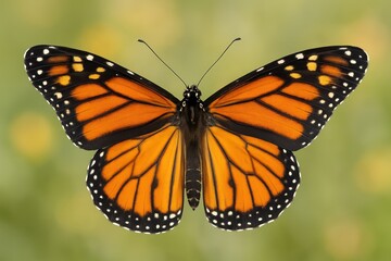 Naklejka premium Stunning monarch butterfly showcasing intricate wing patterns and vibrant orange coloration in detailed close-up