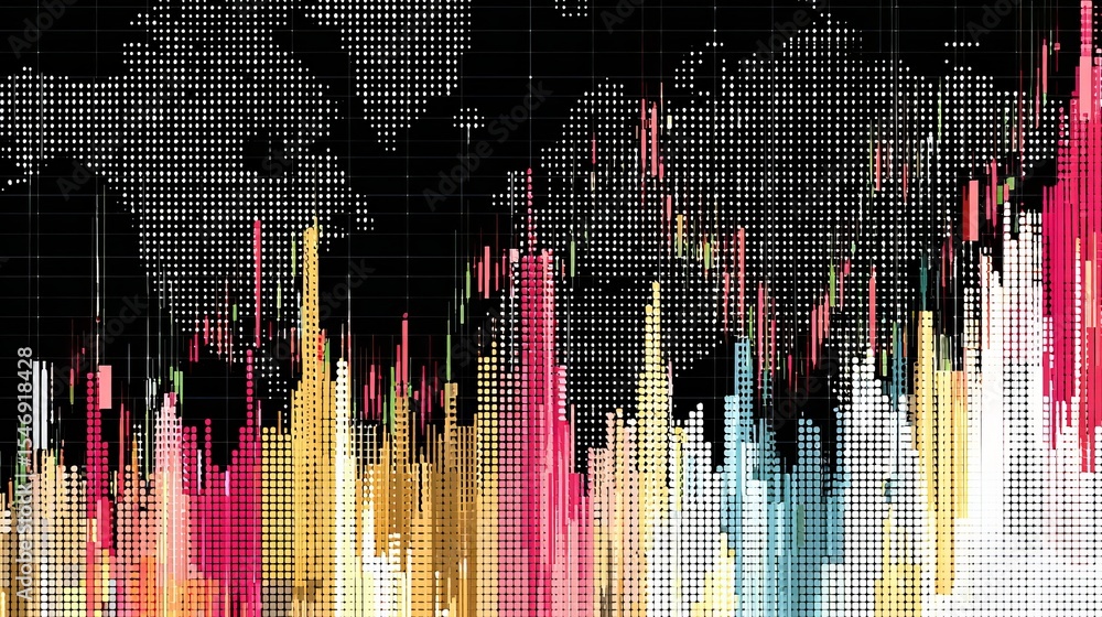 Poster abstract colorful data visualization global stock market financial chart graphic design background d