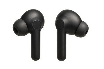Modern wireless earbuds, showcasing sleek design and advanced audio technology, isolated on a transparent background
