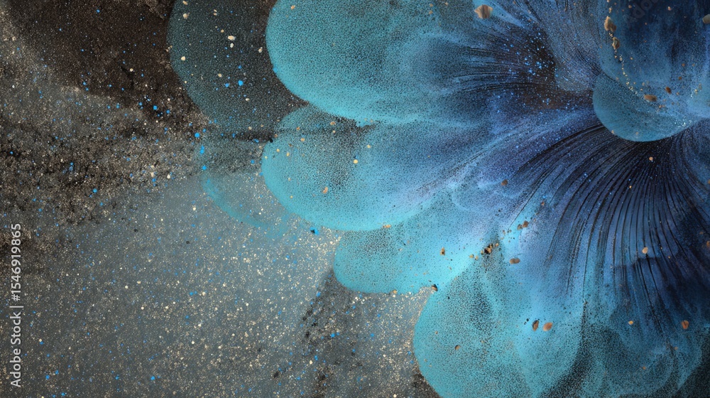 Aufkleber abstract blue teal galaxy art paint splatter background texture design modern digital artistic illus