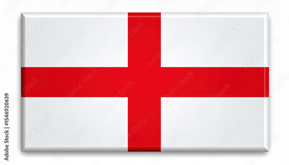 Poster image features rectangular canvas displaying red cross on white background, symbolizing well known n