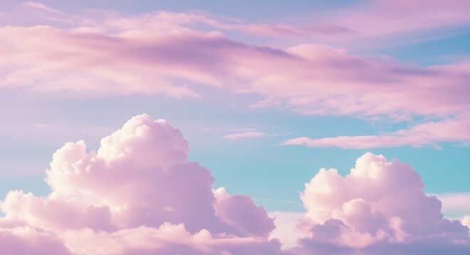 Pastel clouds dance in azure sky - Powered by Adobe