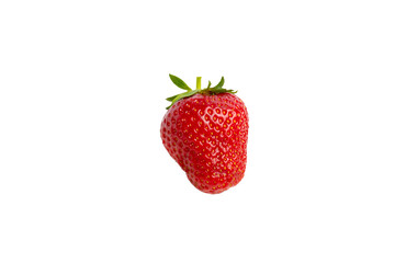Strawberry with leaves – PNG, front view, isolated on transparent background