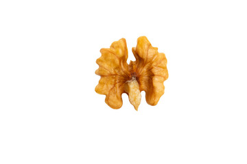 Single walnut kernel – PNG, top view, isolated on transparent background