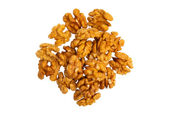 Pile of walnut halves – PNG, top view, isolated on transparent background