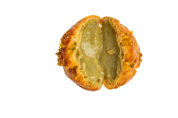 Pistachio cream puff – PNG, top view, isolated on transparent background