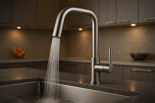 Premium kitchen faucet with cascading water flow and contemporary stainless steel finish