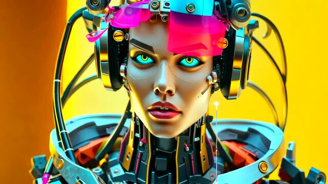 Futuristic cyborg woman