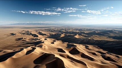 Vast Desert Sand Dunes Stretching into the Horizon Under Clear Sky