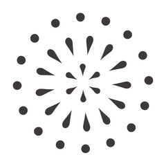 モノクロのシンプルな花火のシルエットのイラスト