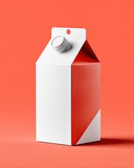 Vibrant Coral Milk Carton Mockup for Modern Packaging Design