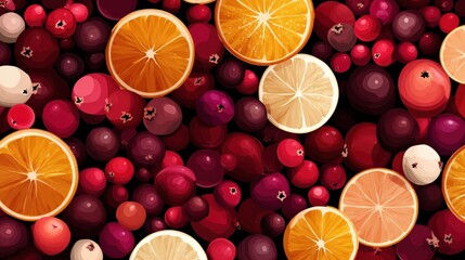 Vibrant Cranberry and Orange Slice Pattern in Seamless Design
