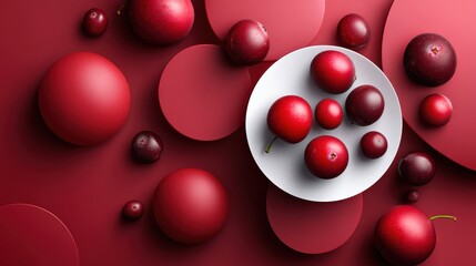 Vibrant Cranberry and Red Elements on Smooth Background Design