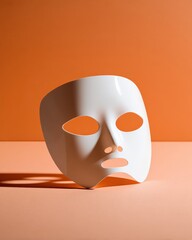 Vibrant Empty Facial Mask on Simple Background for Mockup Use