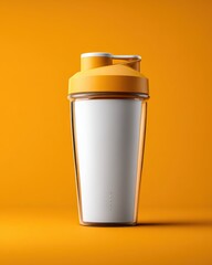 Vibrant Empty Protein Shaker Mockup Isolated on Bright Background