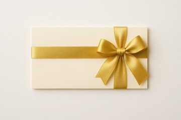 Luxury gift card with metallic gold ribbon bow for premium retail presentation
