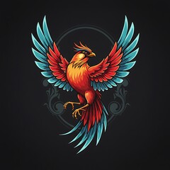 Obraz premium Radiant phoenix ascending against dark backdrop