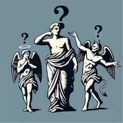 Fototapeta premium digital art of the battle between good and evil in the human mind 70