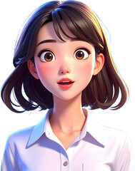 Cute animated woman showing curiosity – light emotion for emoji, chat, or casual content