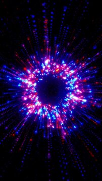 Radiating Red and Blue Light Space Burst Animation Loop


