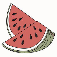 Sweet and Juicy Watermelon, Refreshing Summer Fruit - Watermelon Graphic, Watermelon Slices Vector Illustration