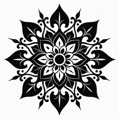 Elegant Black and White Floral Mandala Design Intricate Art