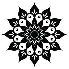 Elegant Black and White Mandala Design Intricate Floral Pattern