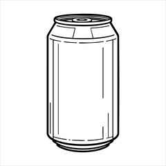 Black and white line drawing of a soda can upright with visible top and bottom details