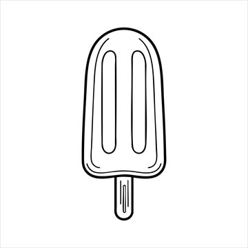 Line art depicts a popsicle with a rounded top and two vertical grooves on the body attached to a small stick